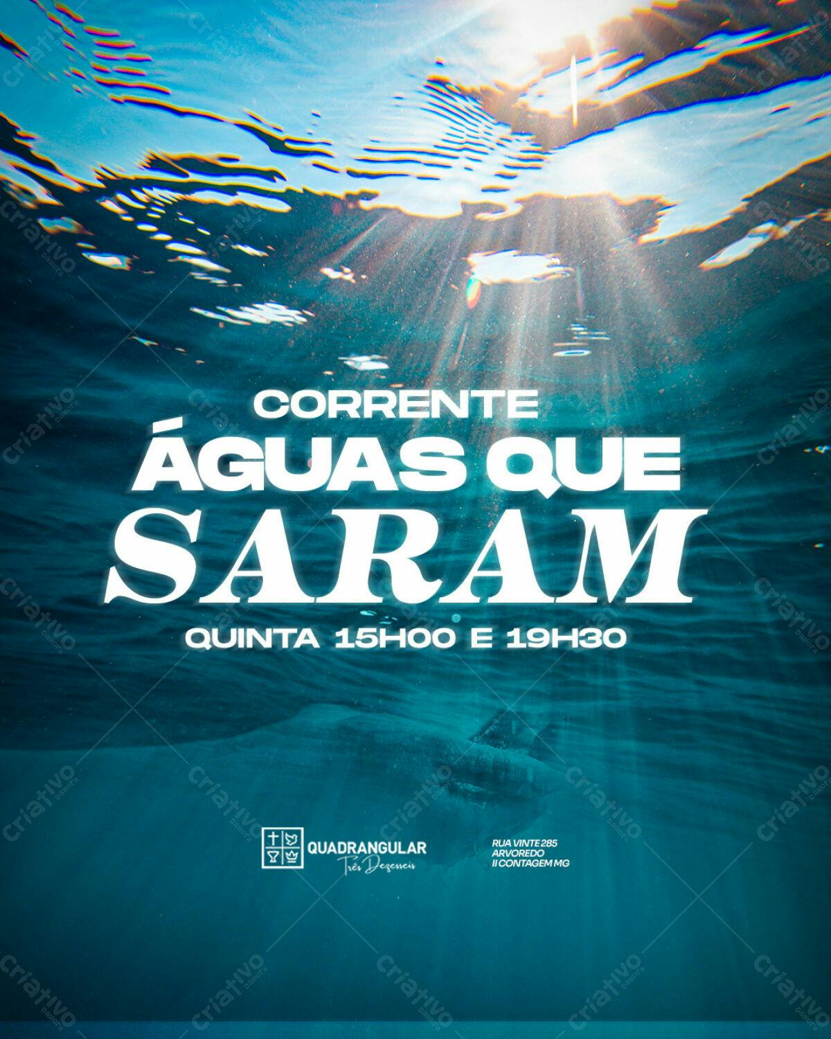 Flyer Evento Cristão Águas Que Saram PSD Editável