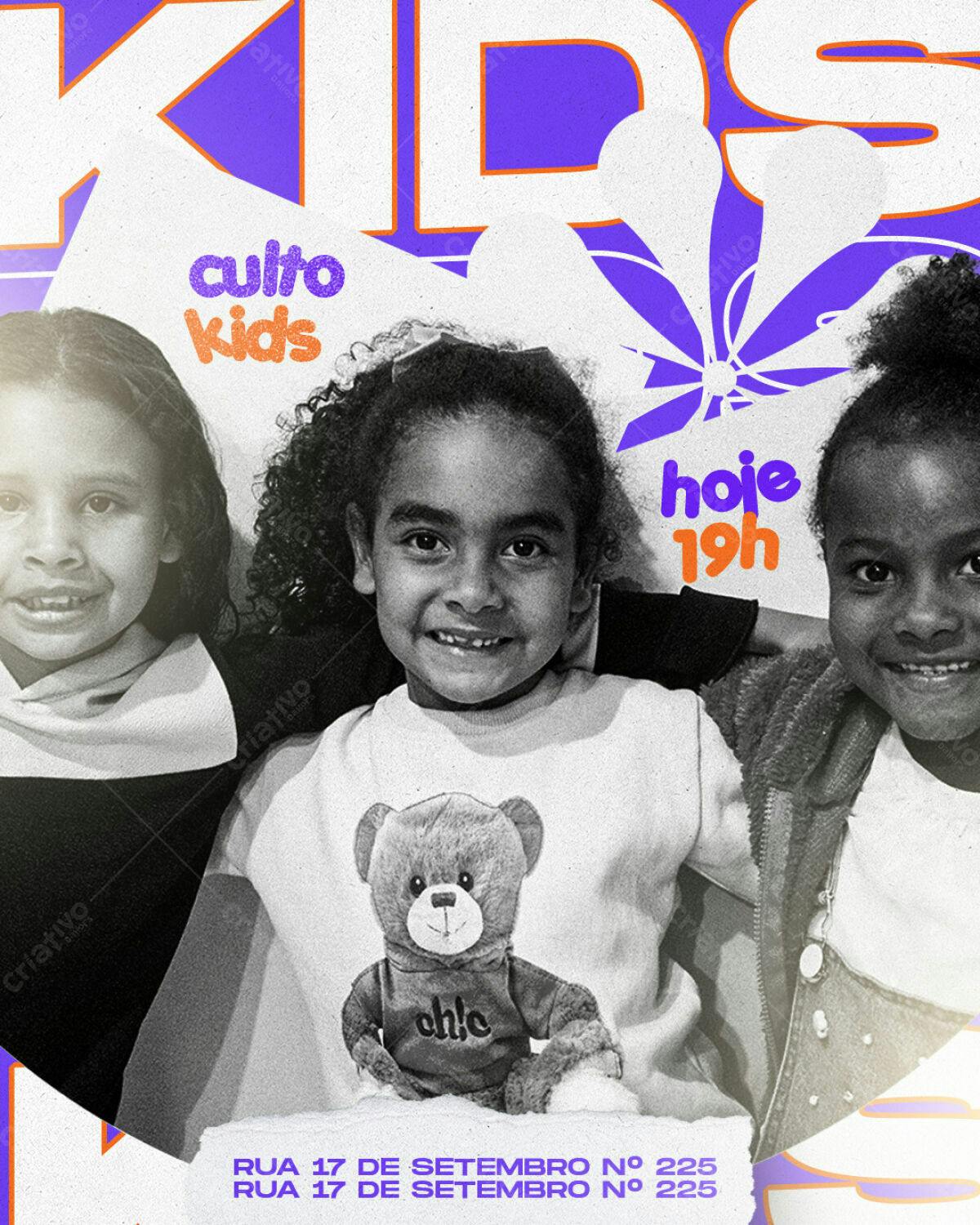 Flyer para Culto Kids PSD Editável