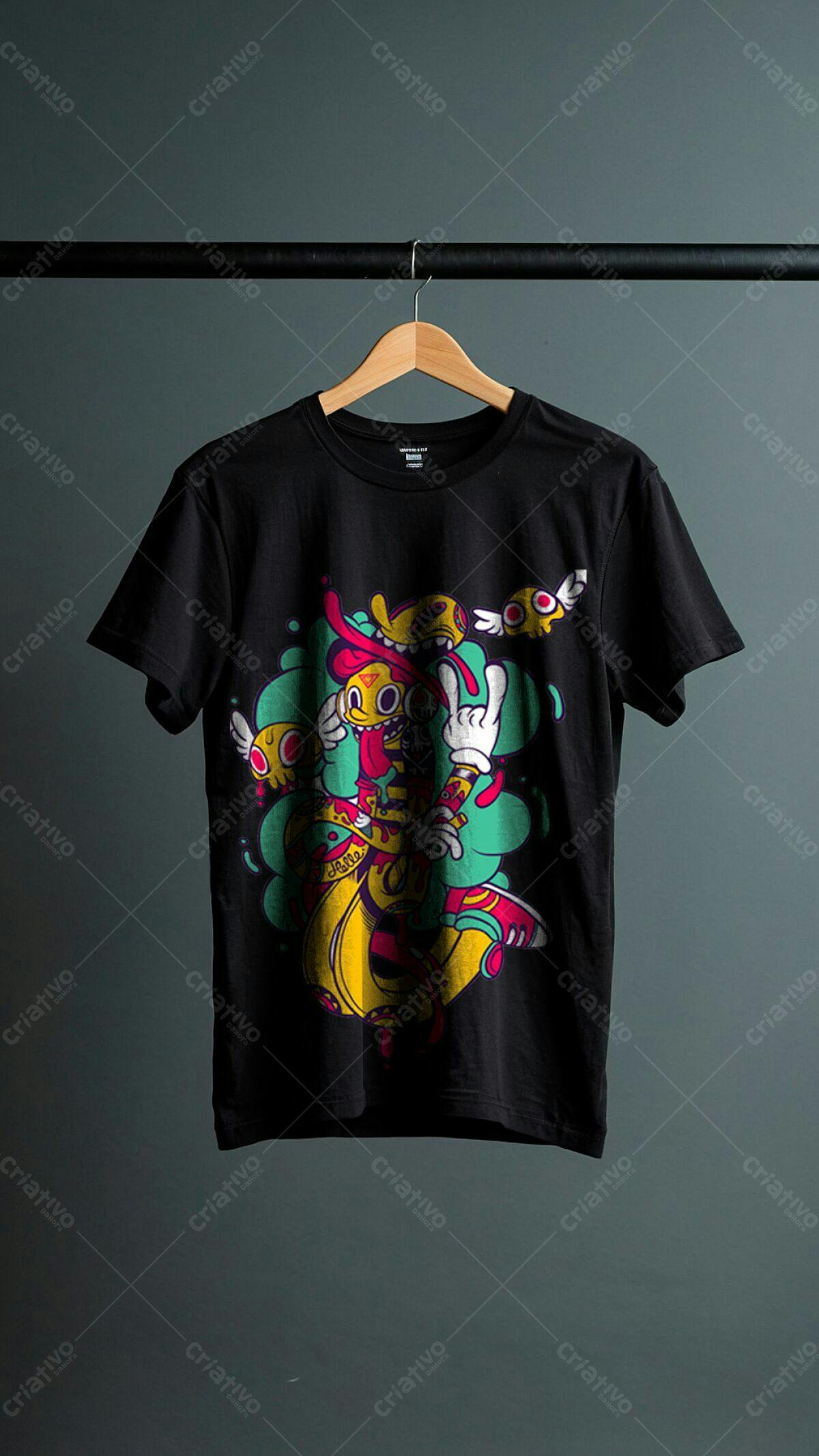 Camiseta com Personagem Cartoon PSD Editável