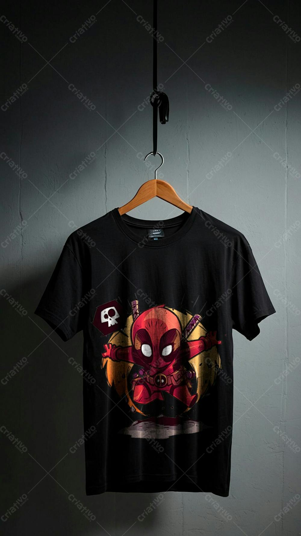 Mockup Camiseta Preta Estampada Foto Realista
