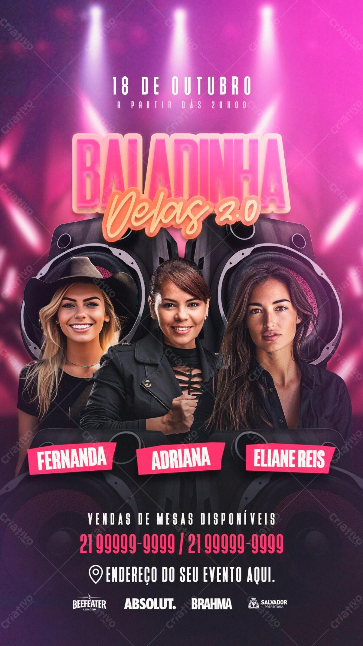 Flyer Balada Feminina PSD Editável