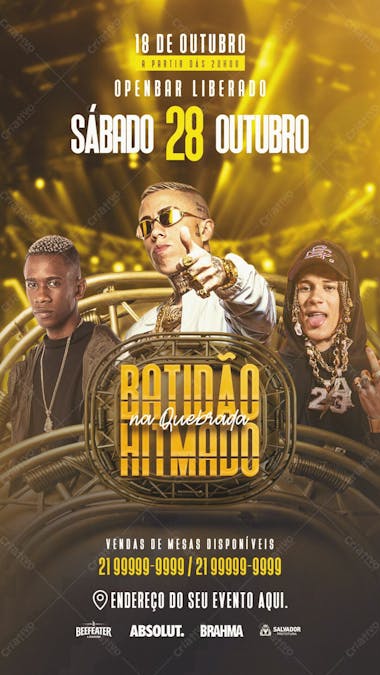 Flyer evento batidao na quebrada hitmado story