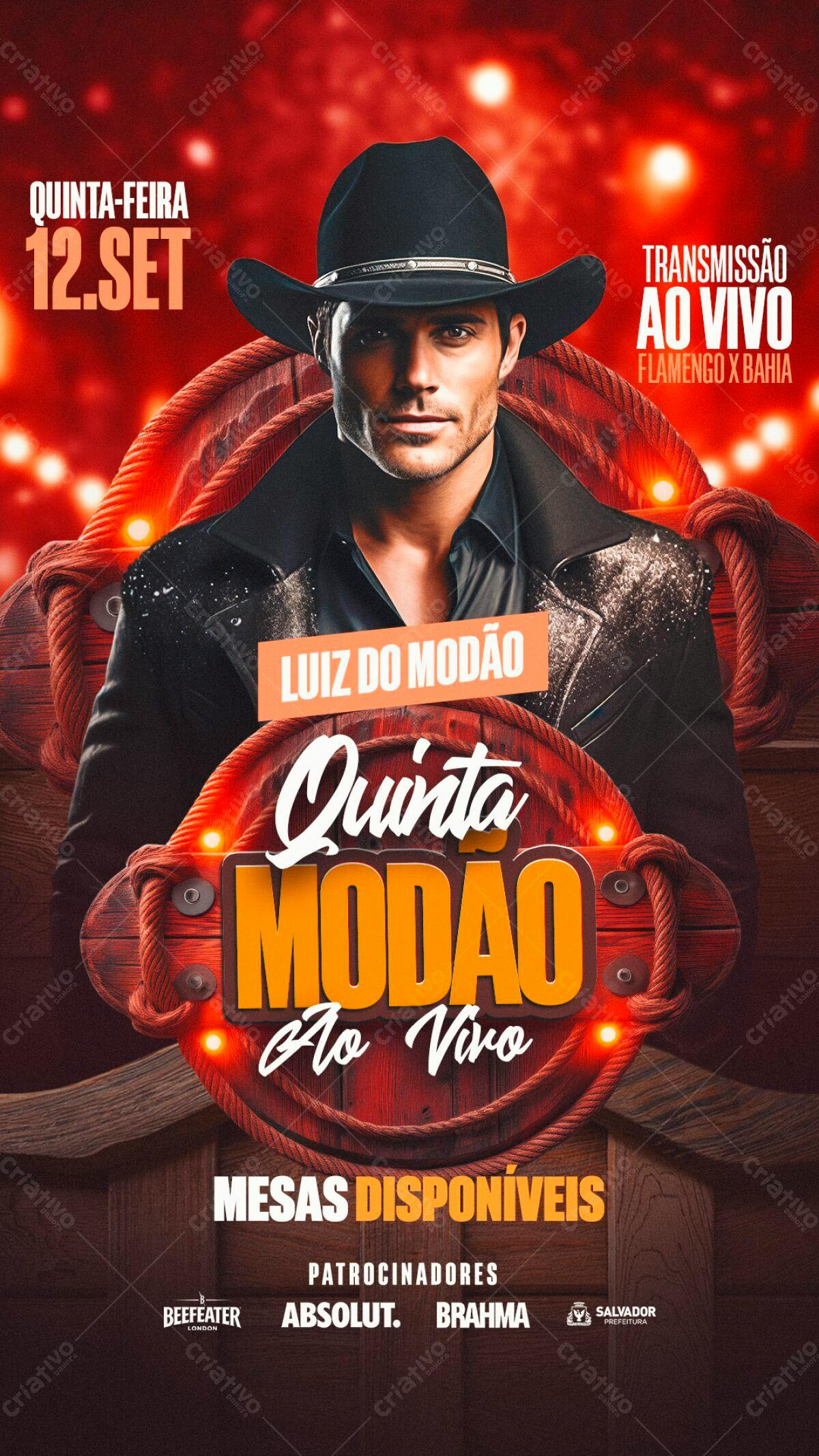 Flyer para Show Luiz do Modão PSD Editável