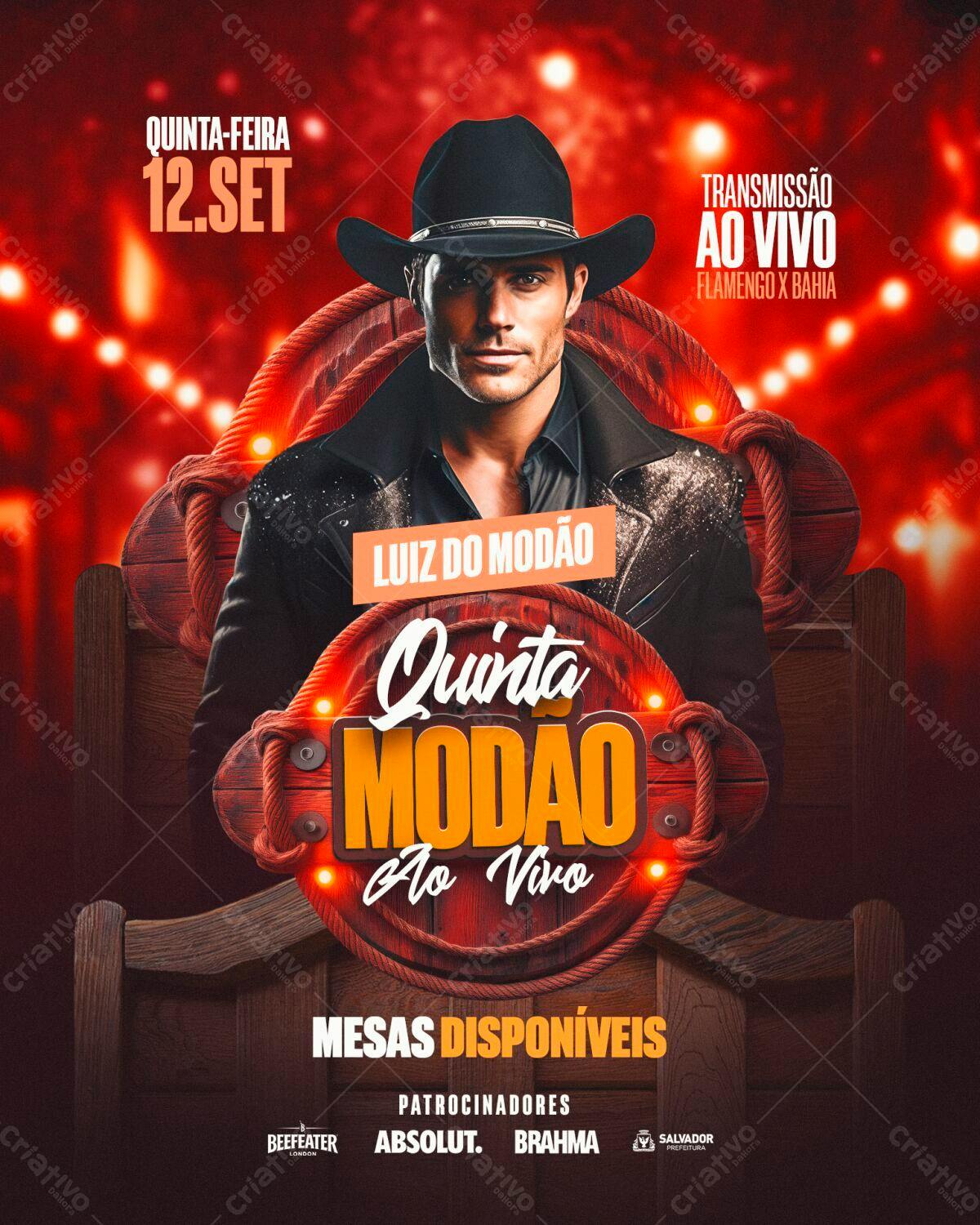 Flyer Luiz do Modão Quinta do Modão PSD Editável