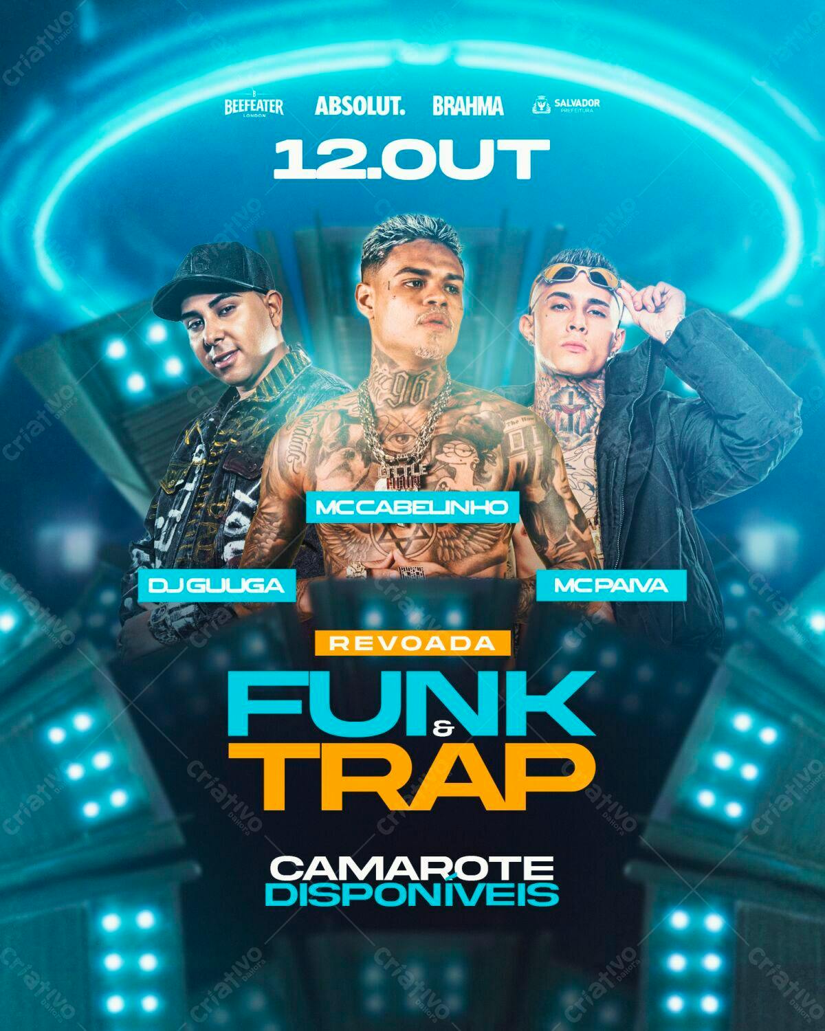 Flyer para Festa Funk e Trap 12 de Outubro PSD Editável