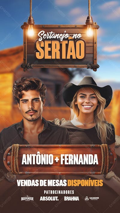 Flyer Evento Sertanejo No Sertao Story