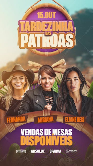 Flyer evento tardezinha das patroas story