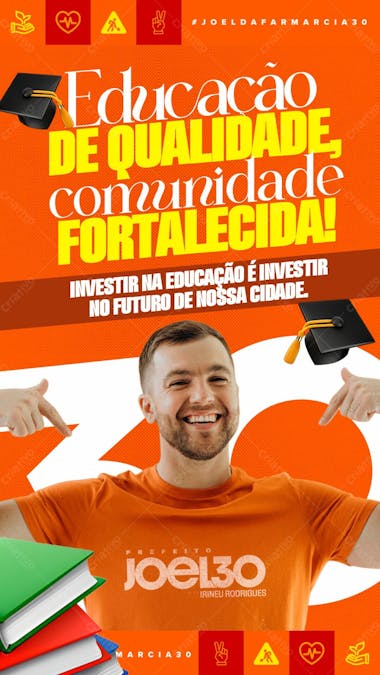 Flyer político educação prefeito vereador stories psd editável