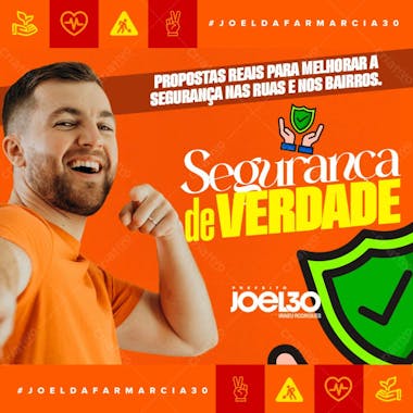 Flyer político segurança prefeito vereador feed psd editável