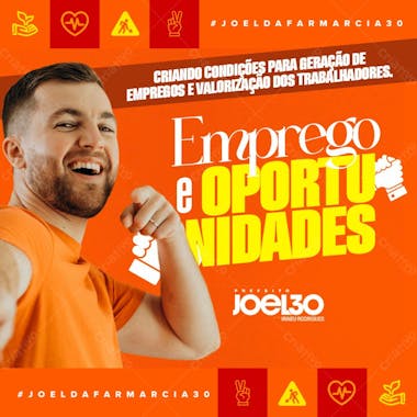 Flyer político emprego prefeito vereador feed psd editável