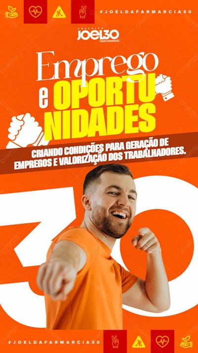 Flyer Político Emprego Prefeito Vereador Stories Psd Editável