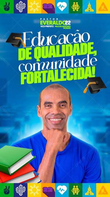 Flyer político educação prefeito vereador stories psd editável