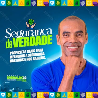 Flyer político segurança prefeito vereador feed psd editável