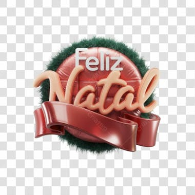 Selo 3d render feliz de natal elemento 3d psd png 4k