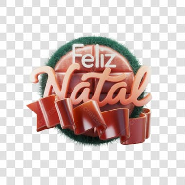 Selo 3d render feliz de natal elemento 3d psd png 4k