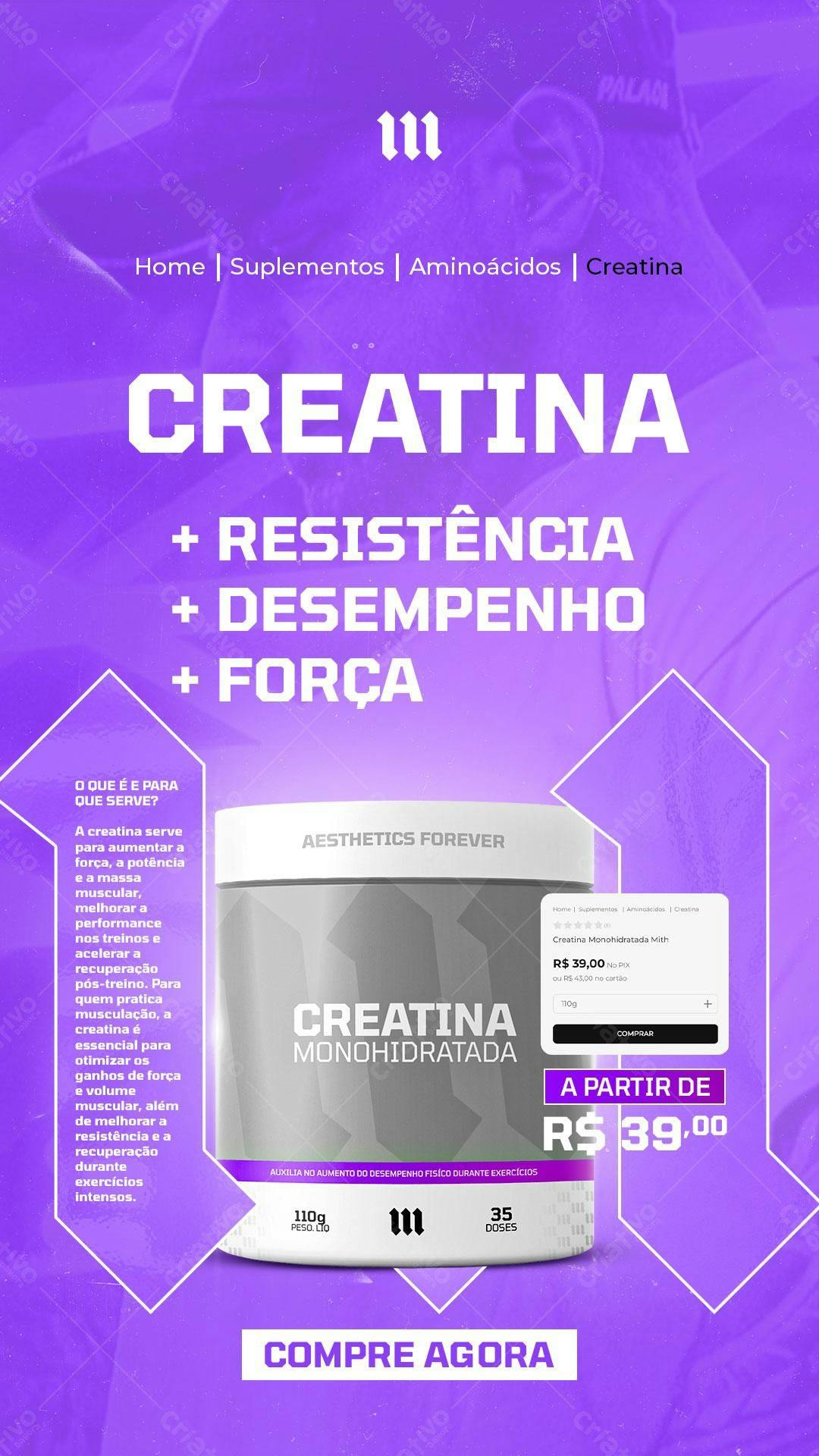Flyer Suplemento Creatina PSD Editável