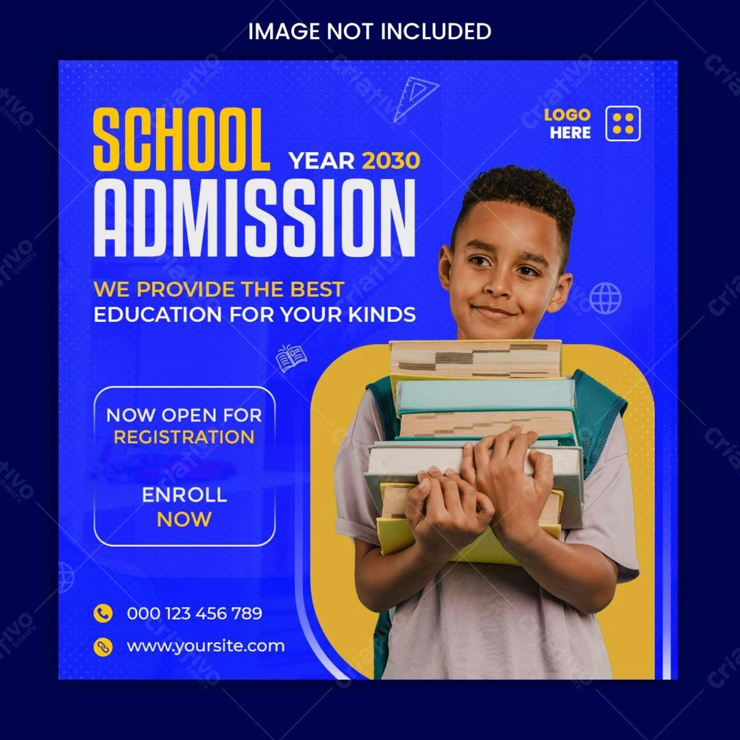 Flyer para Matrícula Escolar PSD Editável
