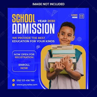 School admission social media instagram post banner template