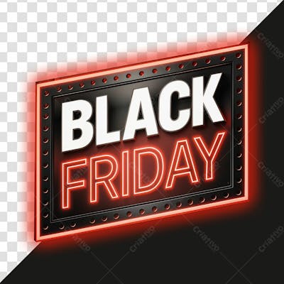 Selo 3D Black Friday Vermelho Neon