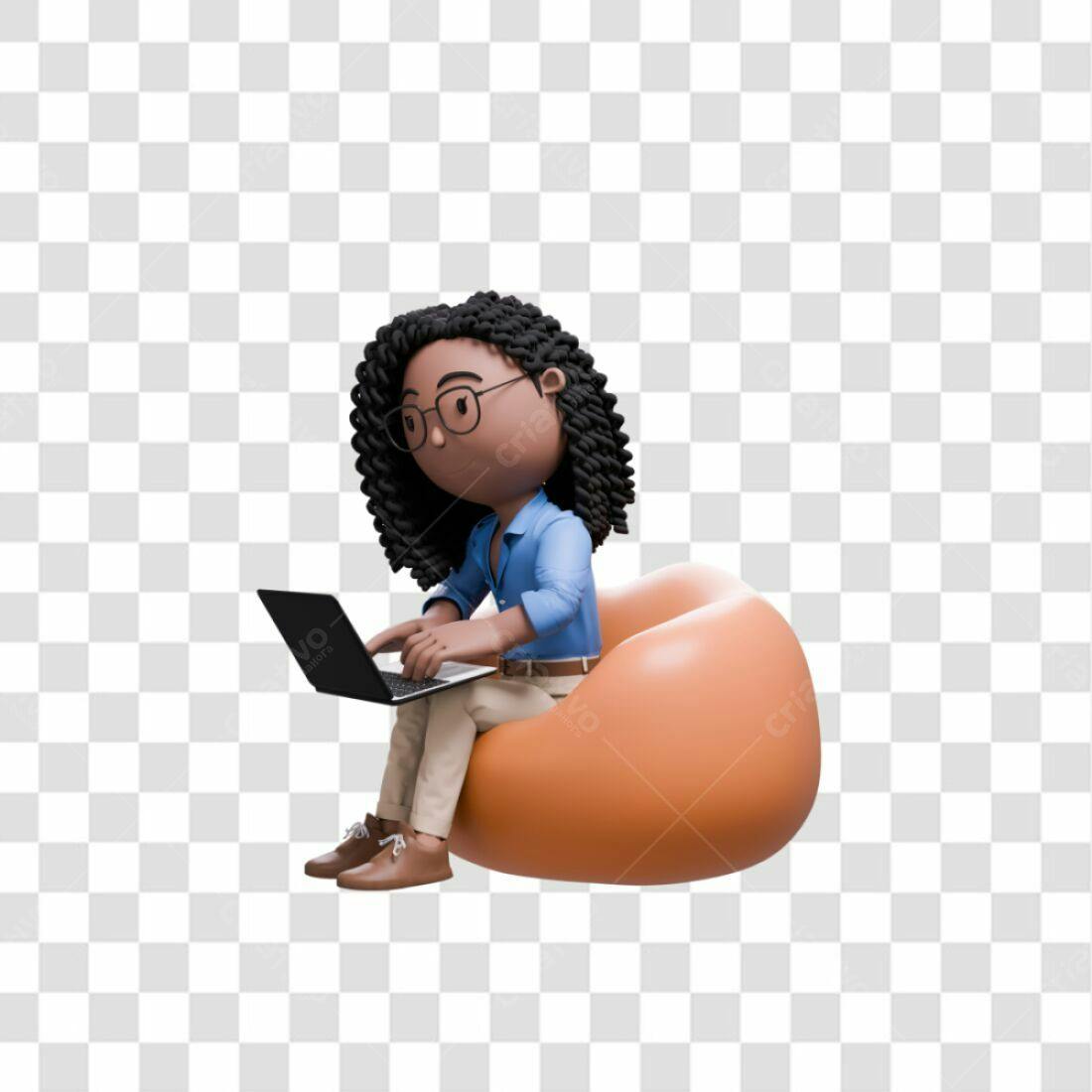 Icone Mulher Negra Trabalhando PNG com fundo transparente