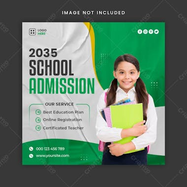 School admission social media instagram post banner template