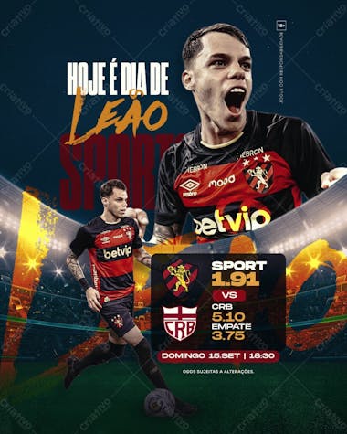 Jogo do dia sport leão (feed e stories)