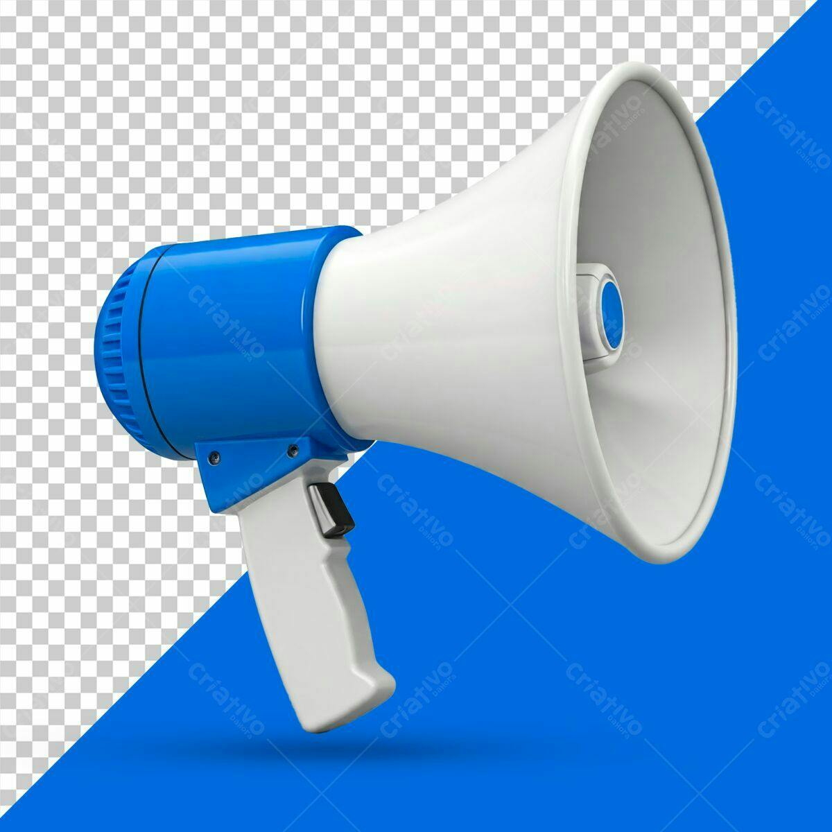 Megafone Azul e Branco PSD Editável