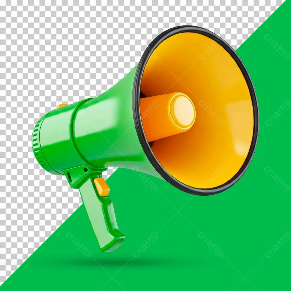 Megafone Verde e Laranja PSD Editável