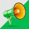 3d element megaphone render green and yellow politics png