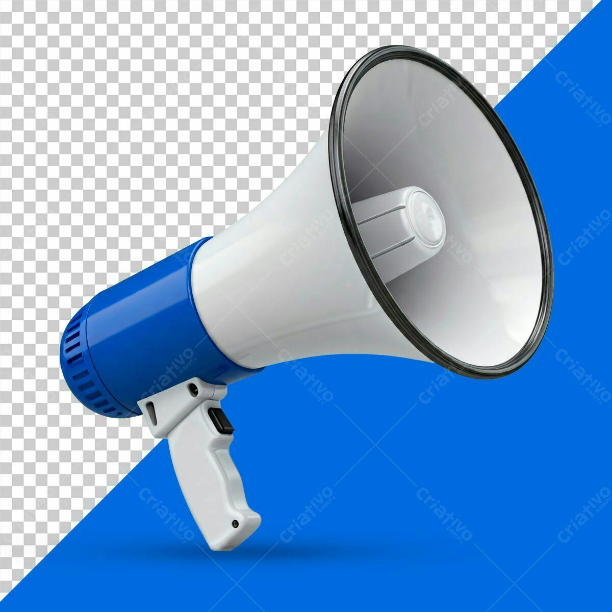 Megafone Azul e Branco PSD Editável