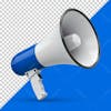 3d blue megaphone political campaign promotion png