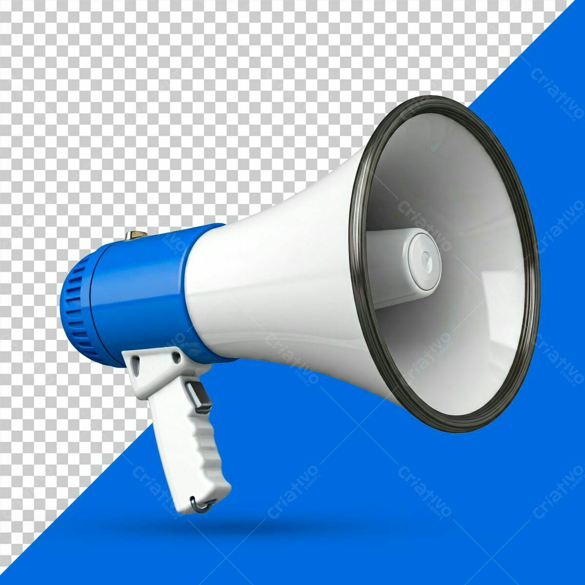 Megafone Azul e Branco PSD Editável