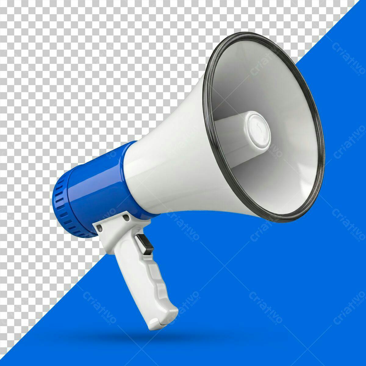 Megafone Azul e Branco PSD Editável