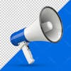 Elemento 3d megafone azul para campanha politica png