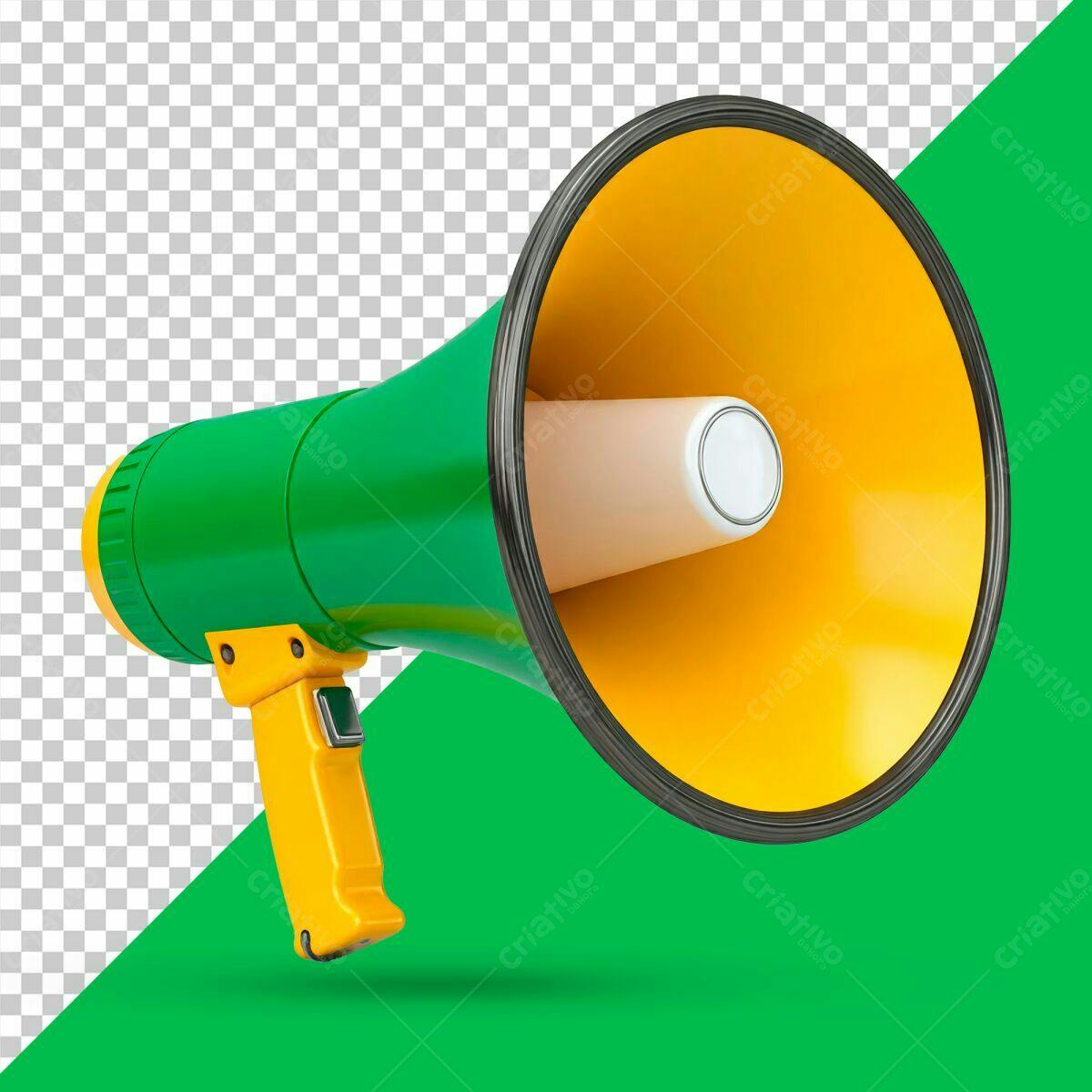 Megafone Verde e Amarelo PSD Editável