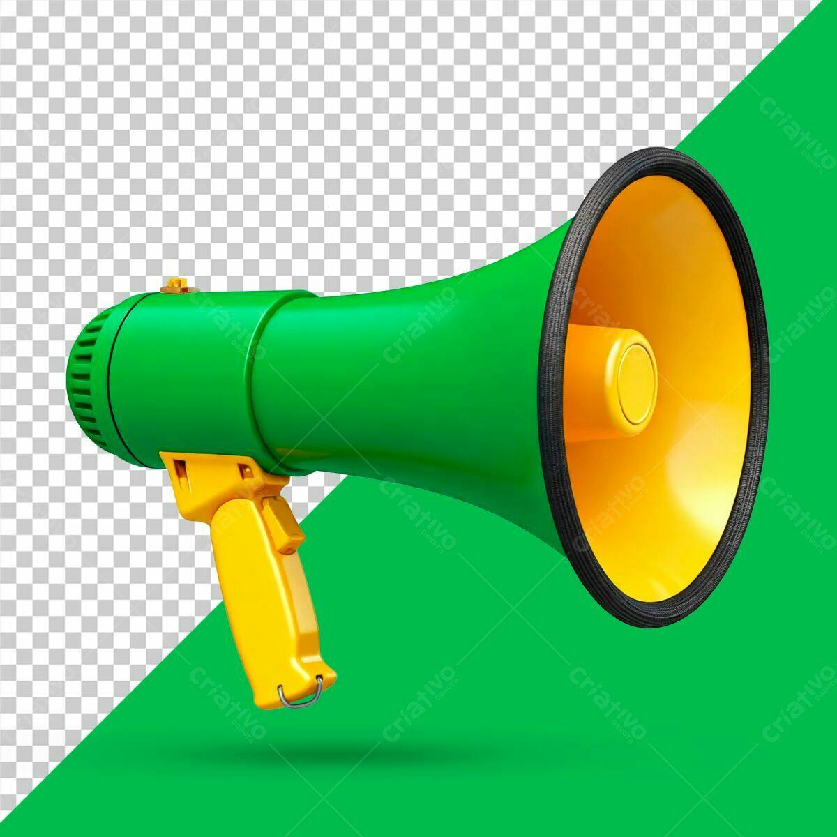Megafone Verde e Amarelo PSD Editável