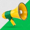 3d element, green and yellow megaphone, political campaign, change, png