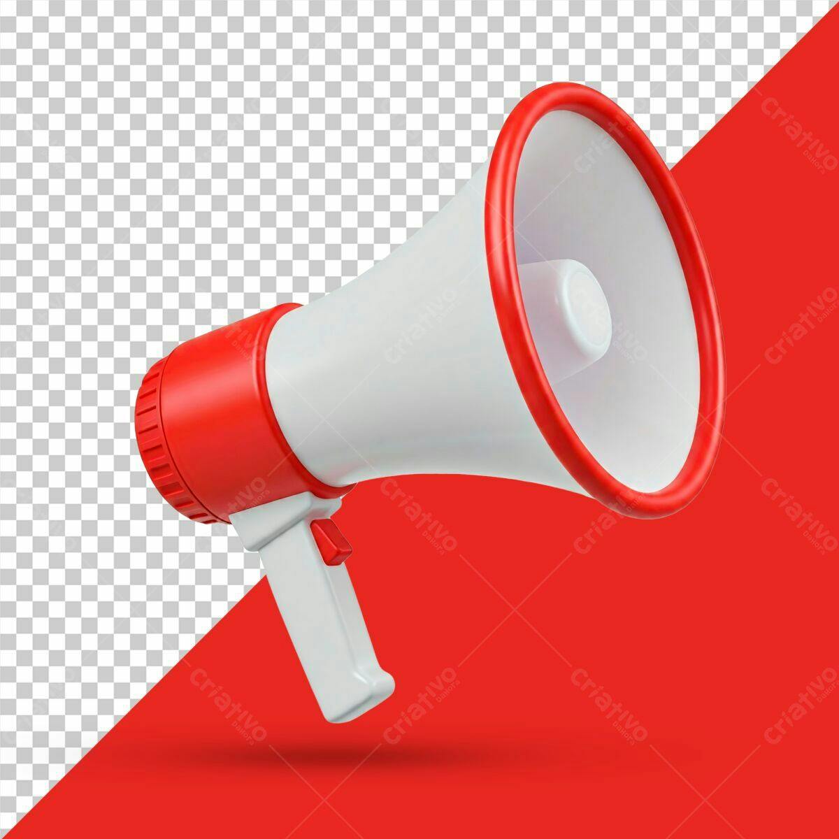 Megafone Vermelho e Branco PSD Editável