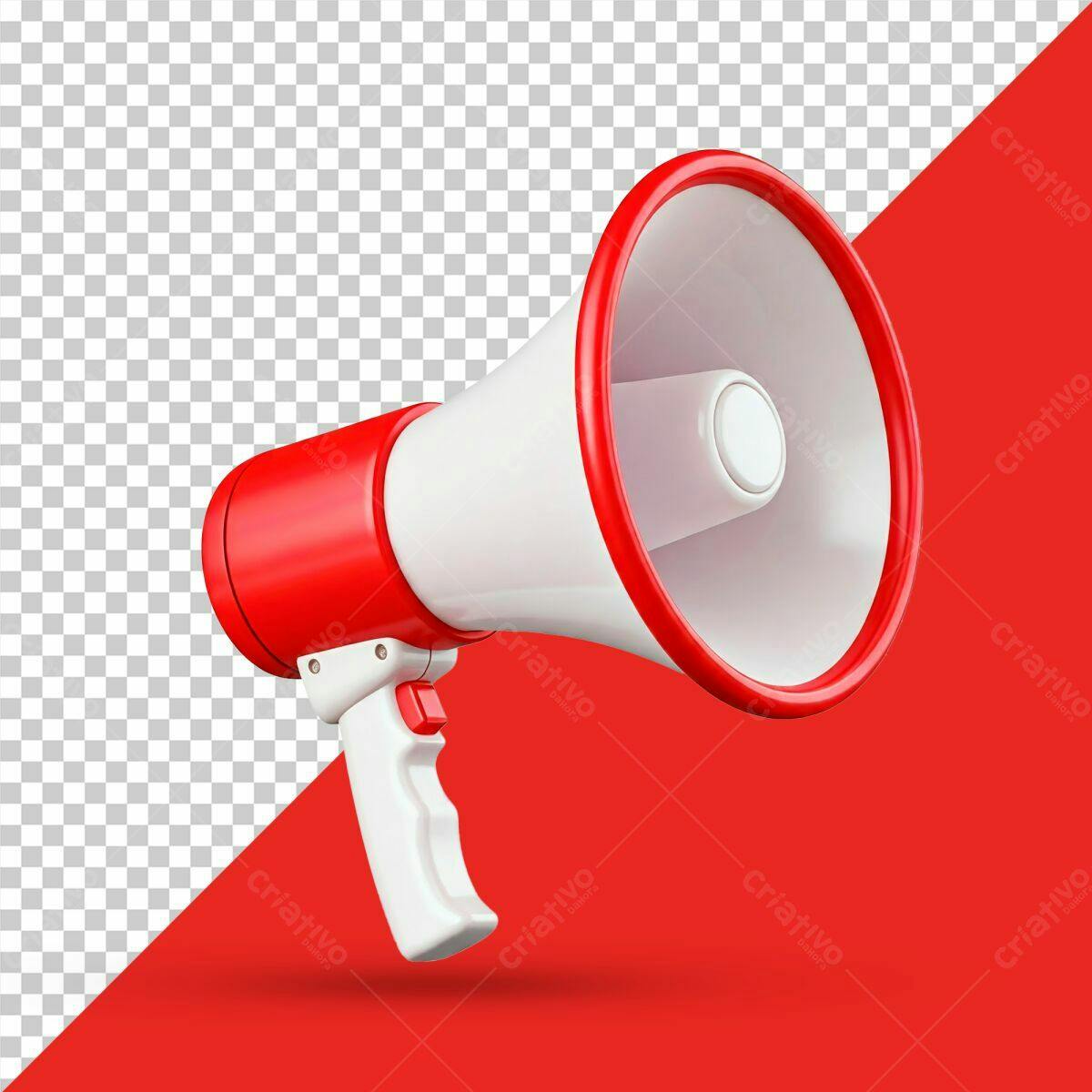 Megafone Vermelho e Branco PSD Editável
