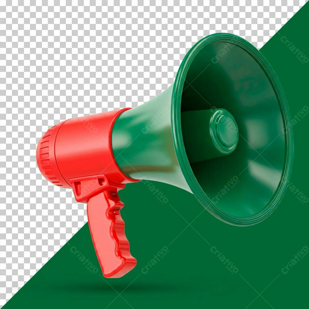 Elemento 3D Megafone Detalhado Png