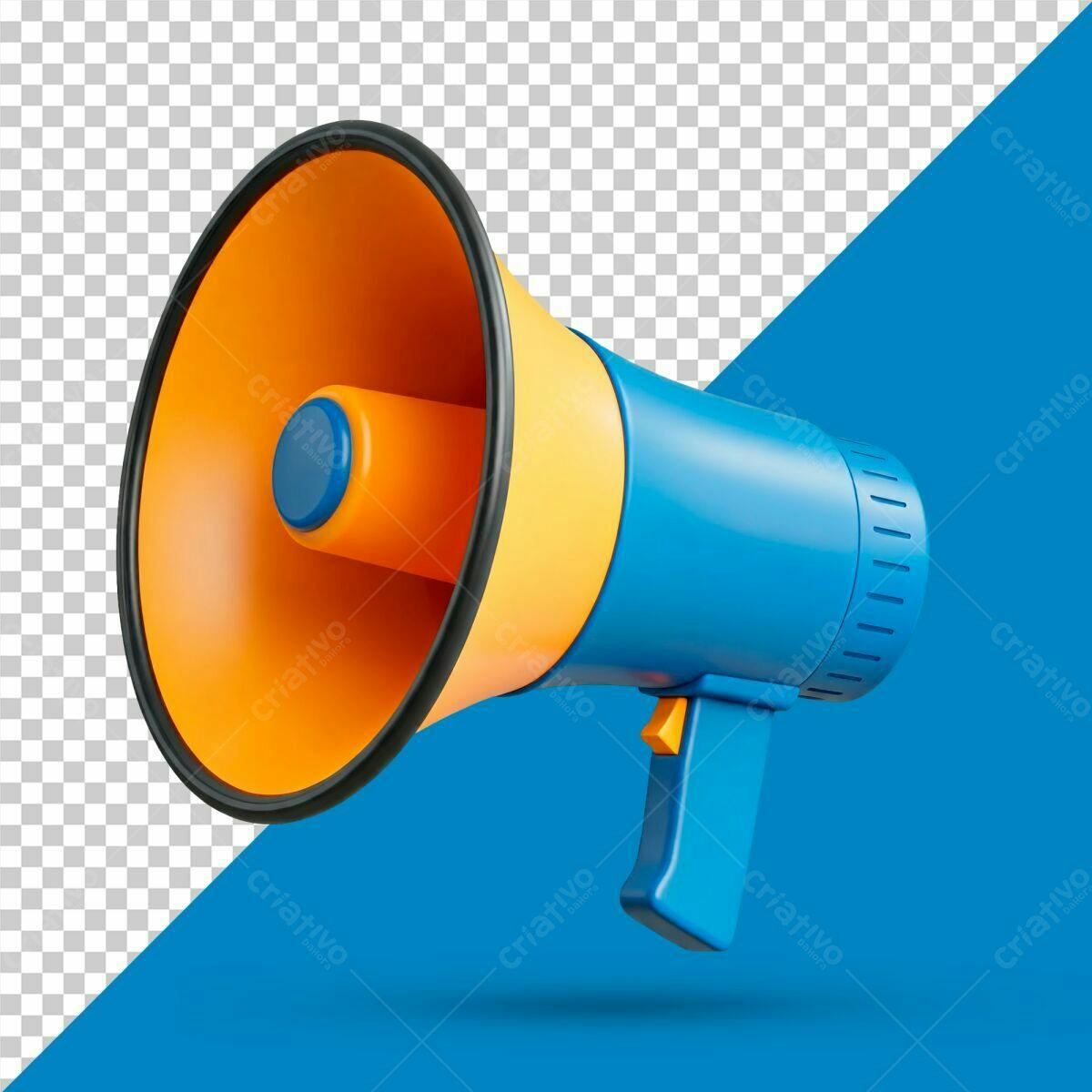 Megafone Azul e Laranja PSD Editável