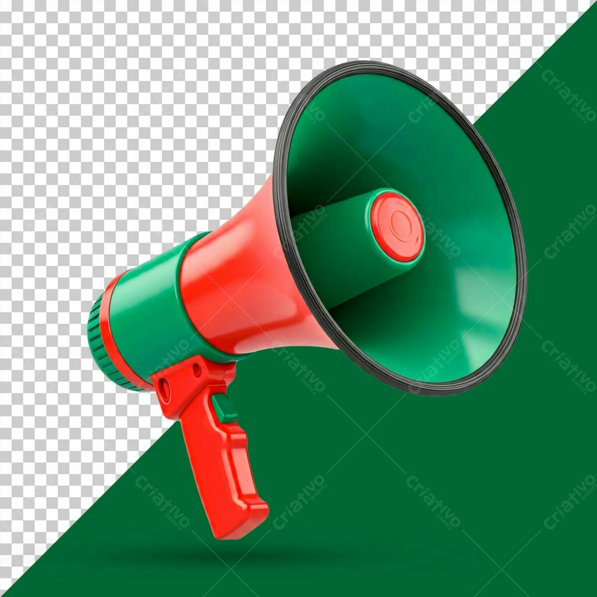 Megafone Vermelho e Verde PSD Editável