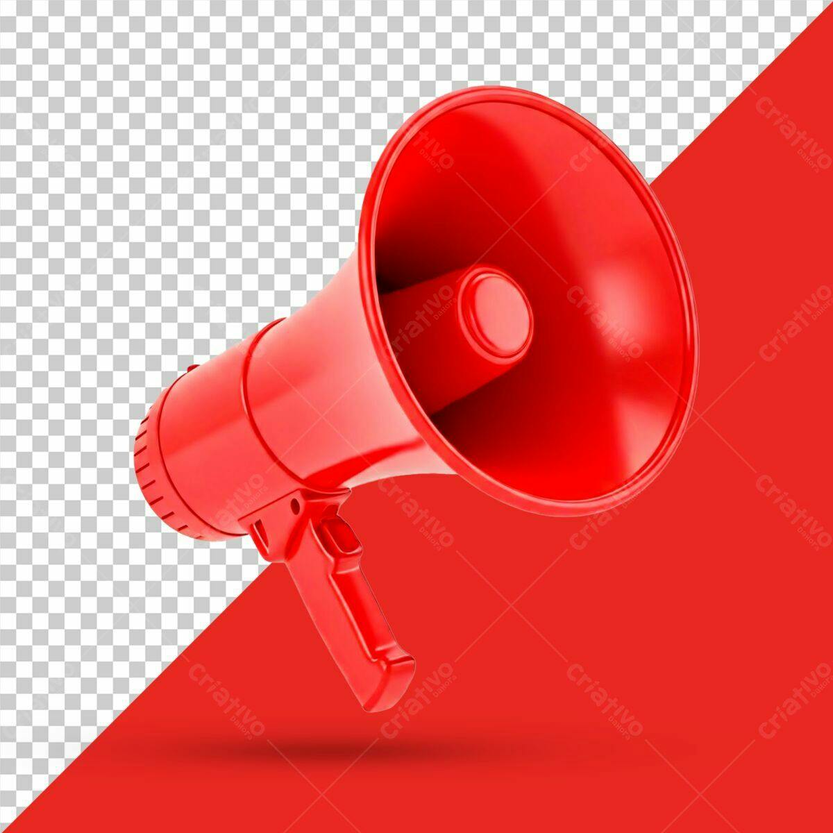 Megafone Vermelho PSD Editável para Anúncios
