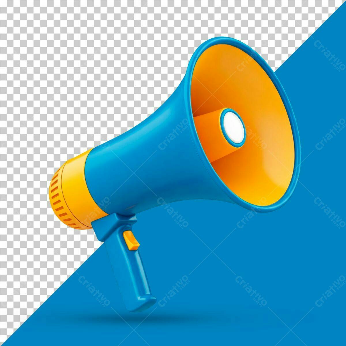 Megafone Azul e Laranja PSD Editável