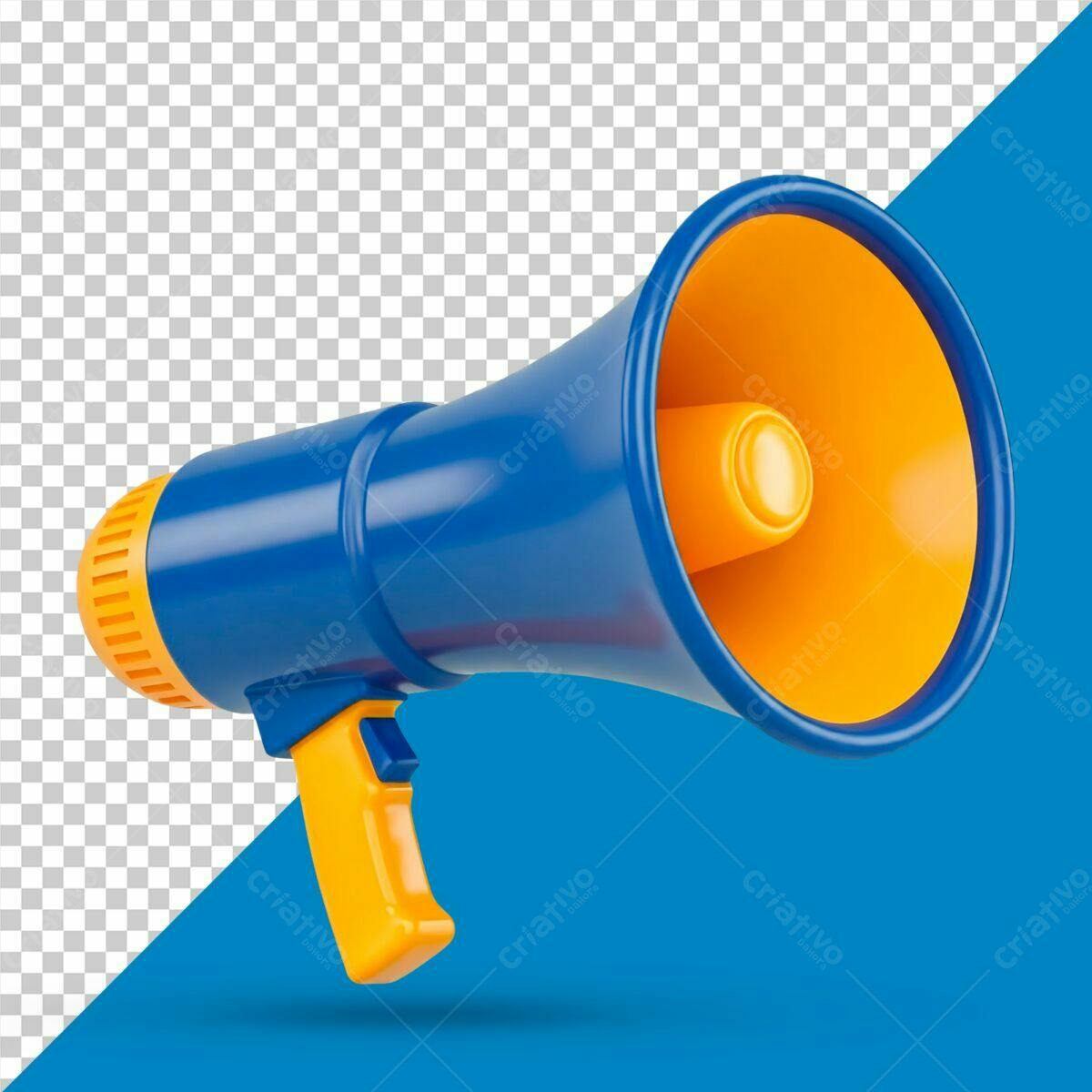 Megafone Azul e Laranja PSD Editável