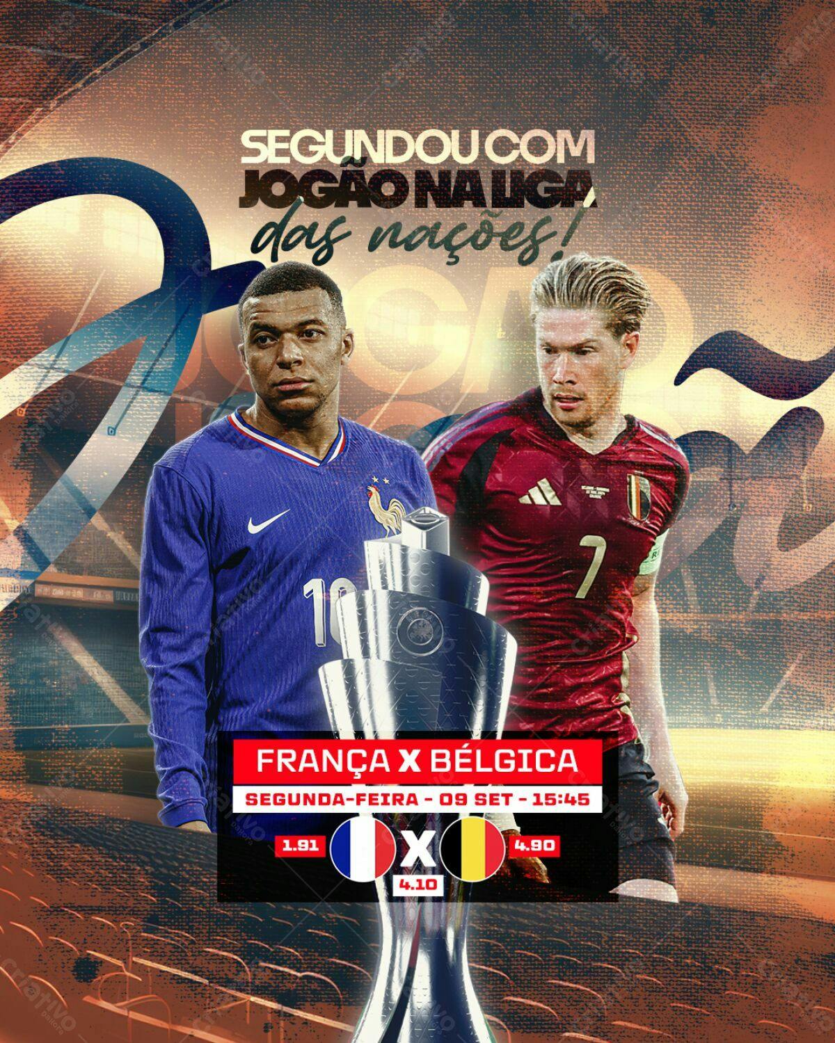 Flyer França x Bélgica Liga das Nações PSD Editável