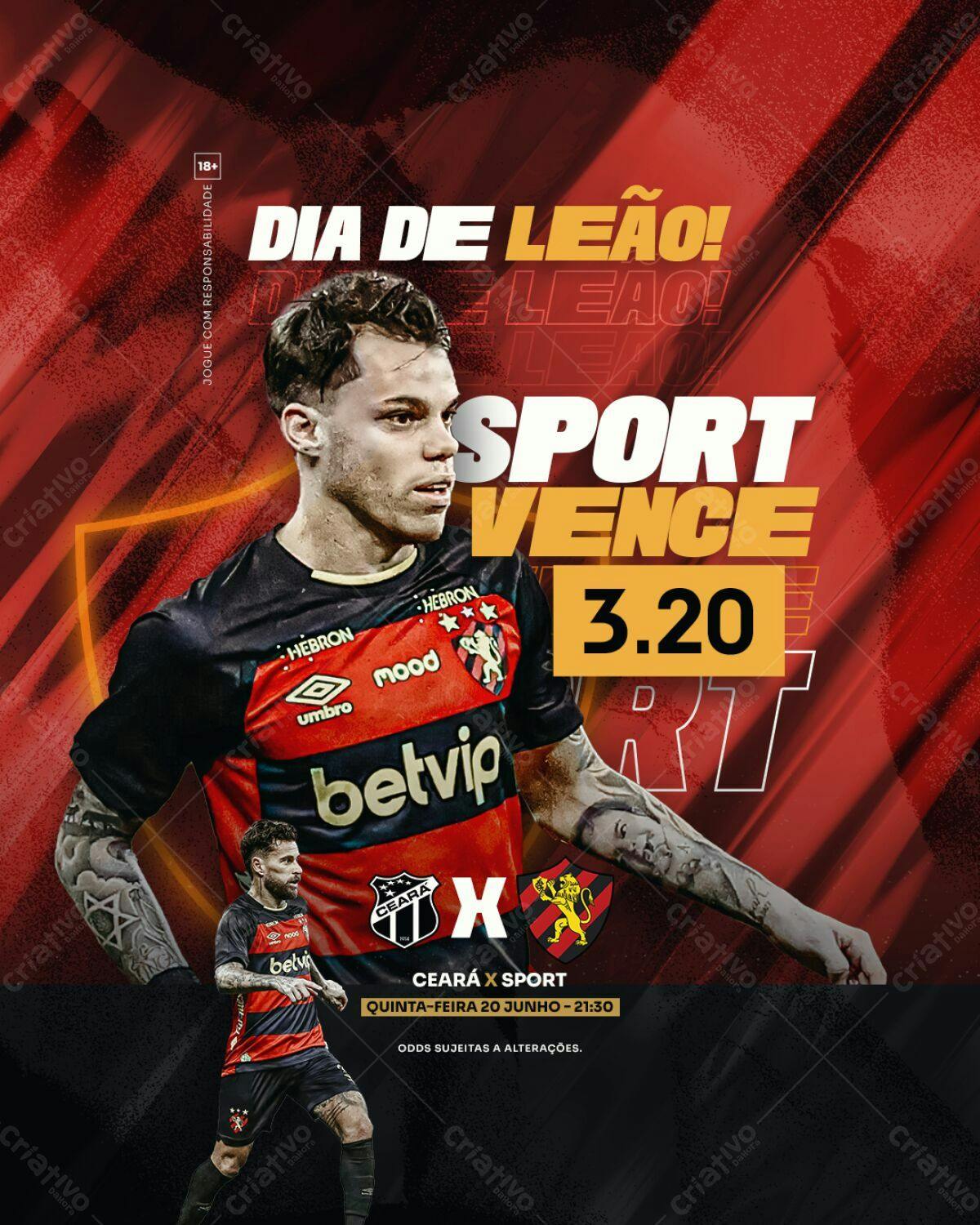 Flyer Dia de Leão Ceará x Sport PSD Editável