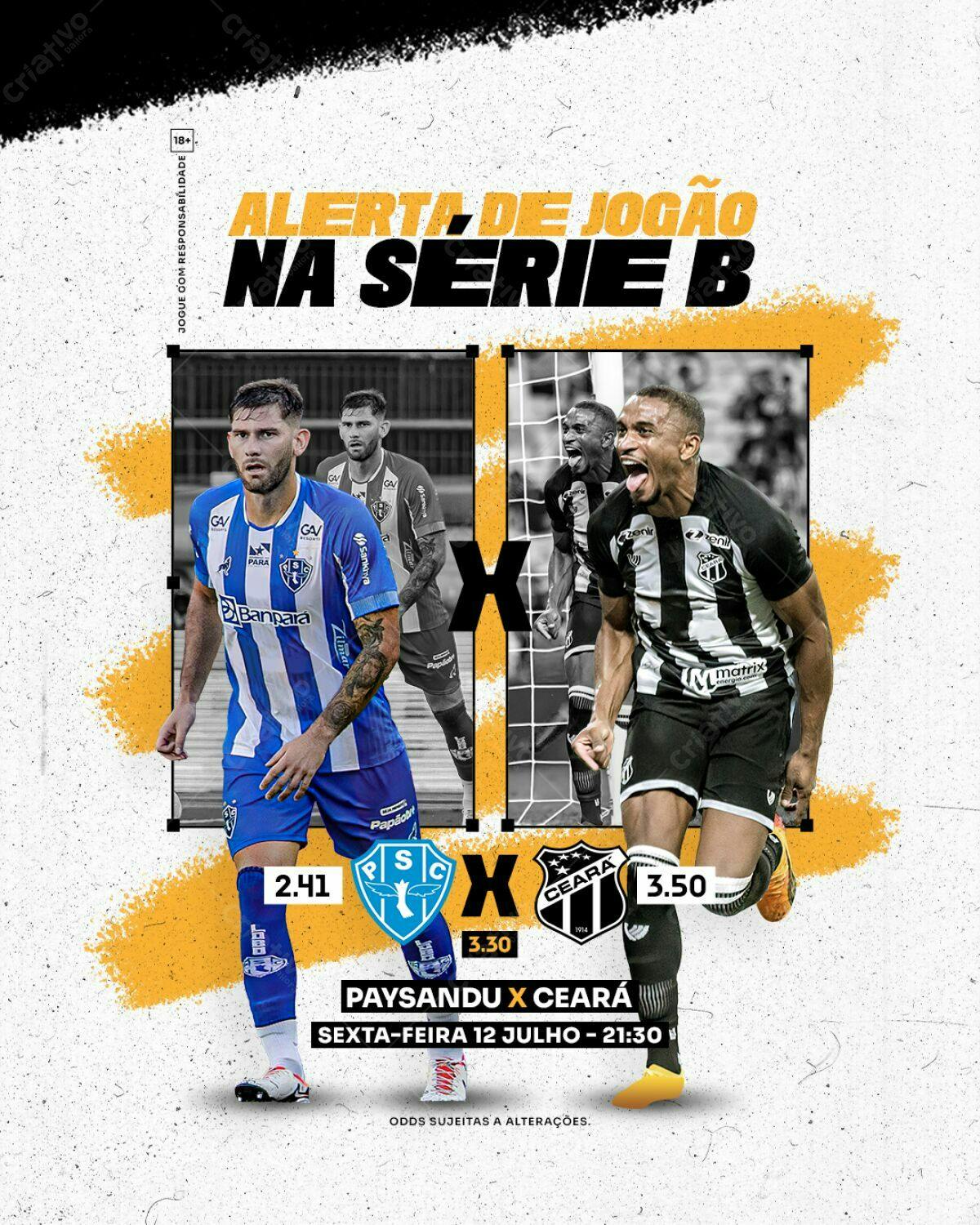 Flyer Paysandu x Ceará Série B PSD Editável