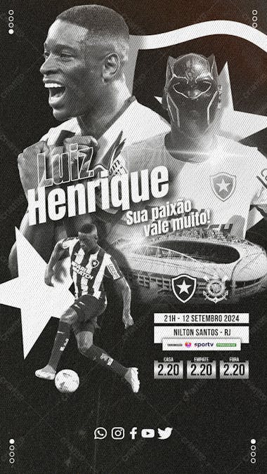 Flyer esportivo botafogo luiz henrique brasileirão 2024 stories