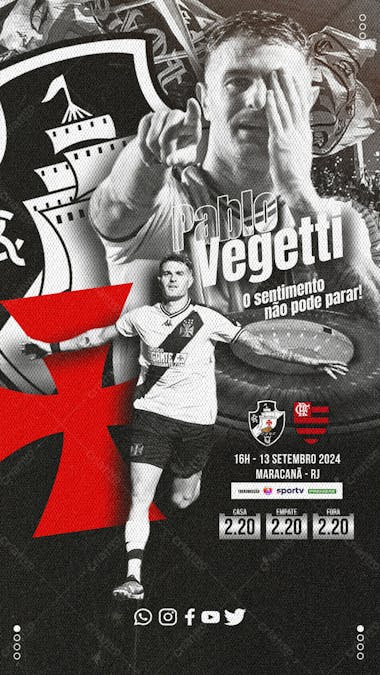 Flyer esportivo vasco pablo vegetti brasileirão 2024 stories